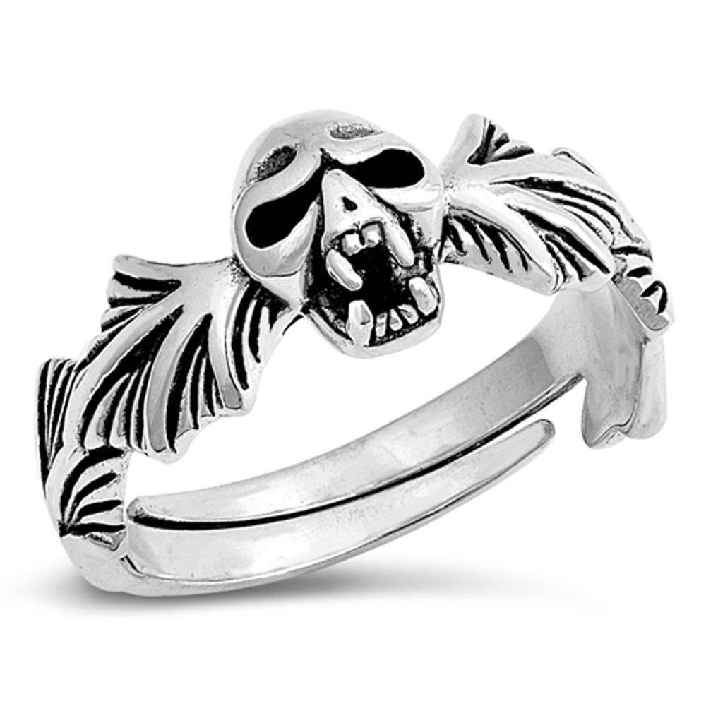 Skull Fang Biker Thumb Wrap Leaf Ring New .925 Sterling Silver Band Sizes 5-10