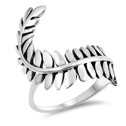 Leaf Fern Plant Vine Simple Nature Ring New .925 Sterling Silver Band Sizes 5-10