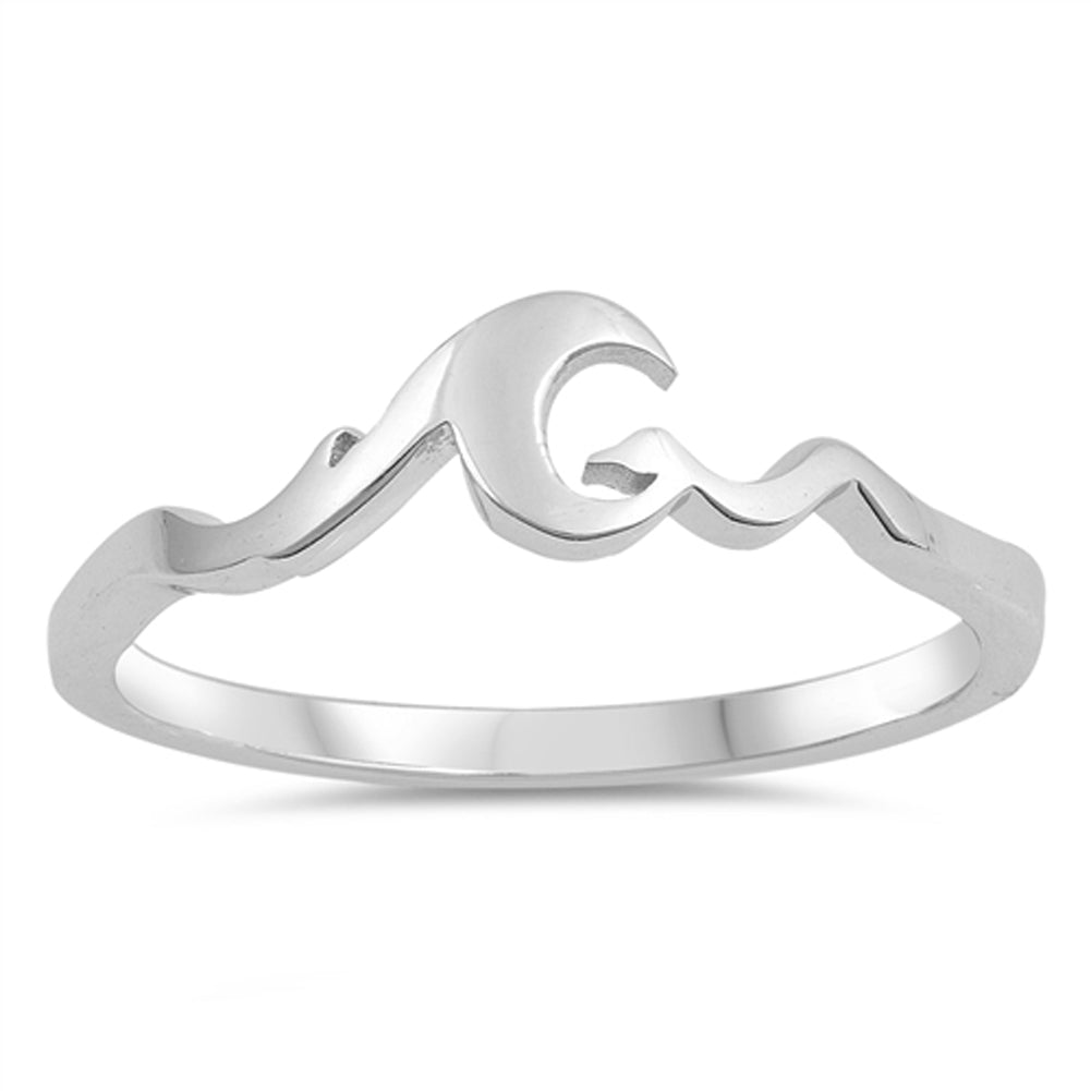 Moon Wave Ocean Dainty Simple Cute Ring New .925 Sterling Silver Band Sizes 4-12