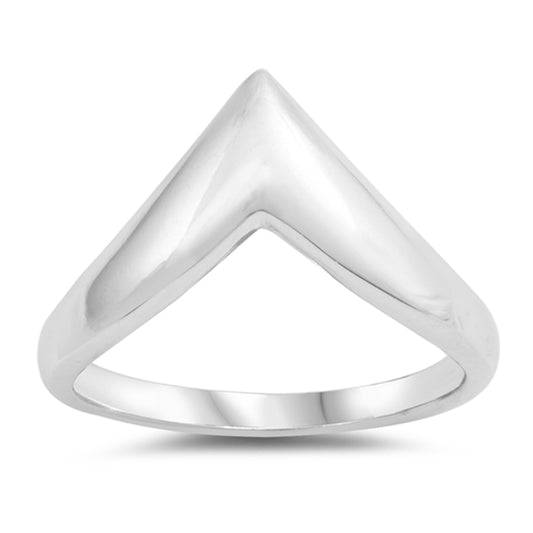 Chunky Wide Point V Modern Bubble Chevron Arrow Sterling Silver Ring Sizes 5-12