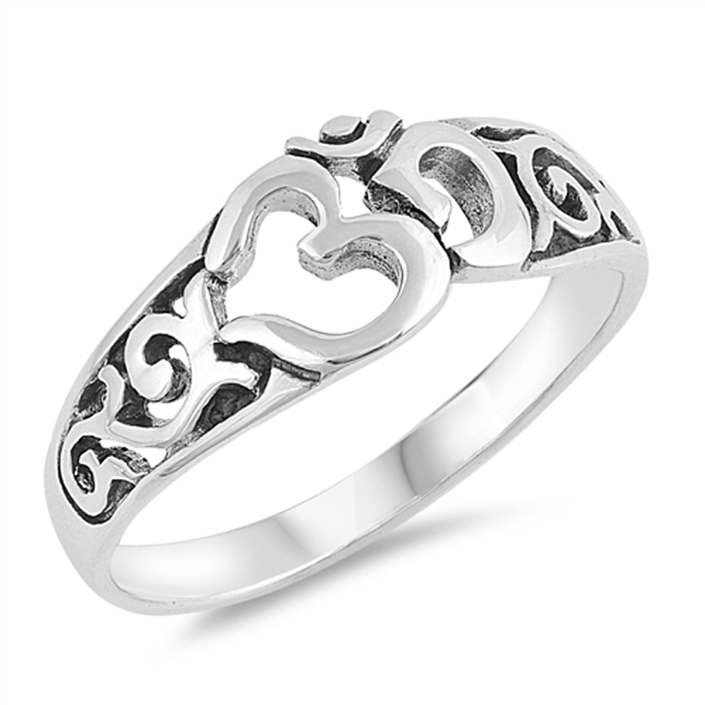 Filigree Om Aum Ohm Meditation Yoga Ring New 925 Sterling Silver Band Sizes 4-10