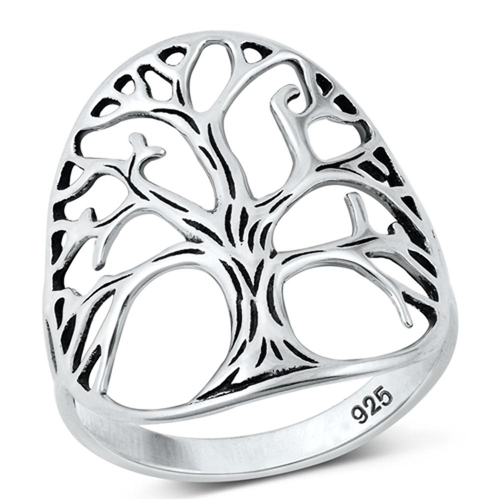 Oxidized Tree of Life Filigree Wide Ring .925 Sterling Silver Band Sizes 5-10