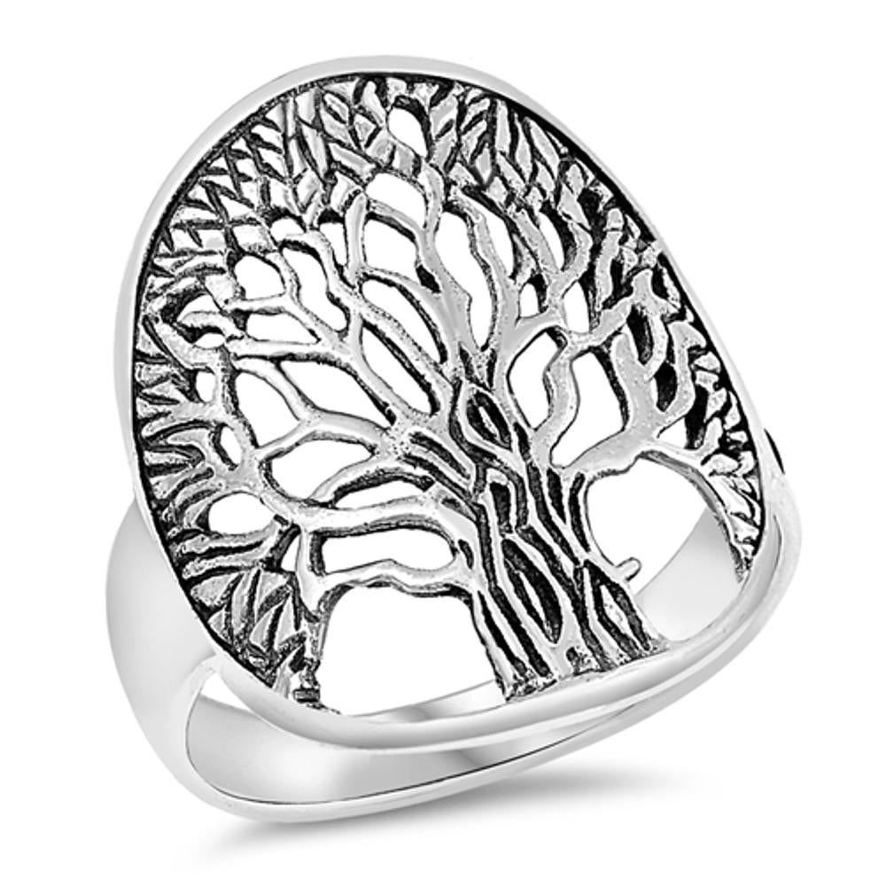 Antiqued Tree of Life Celtic Large Ring New .925 Sterling Silver Band Sizes 5-10