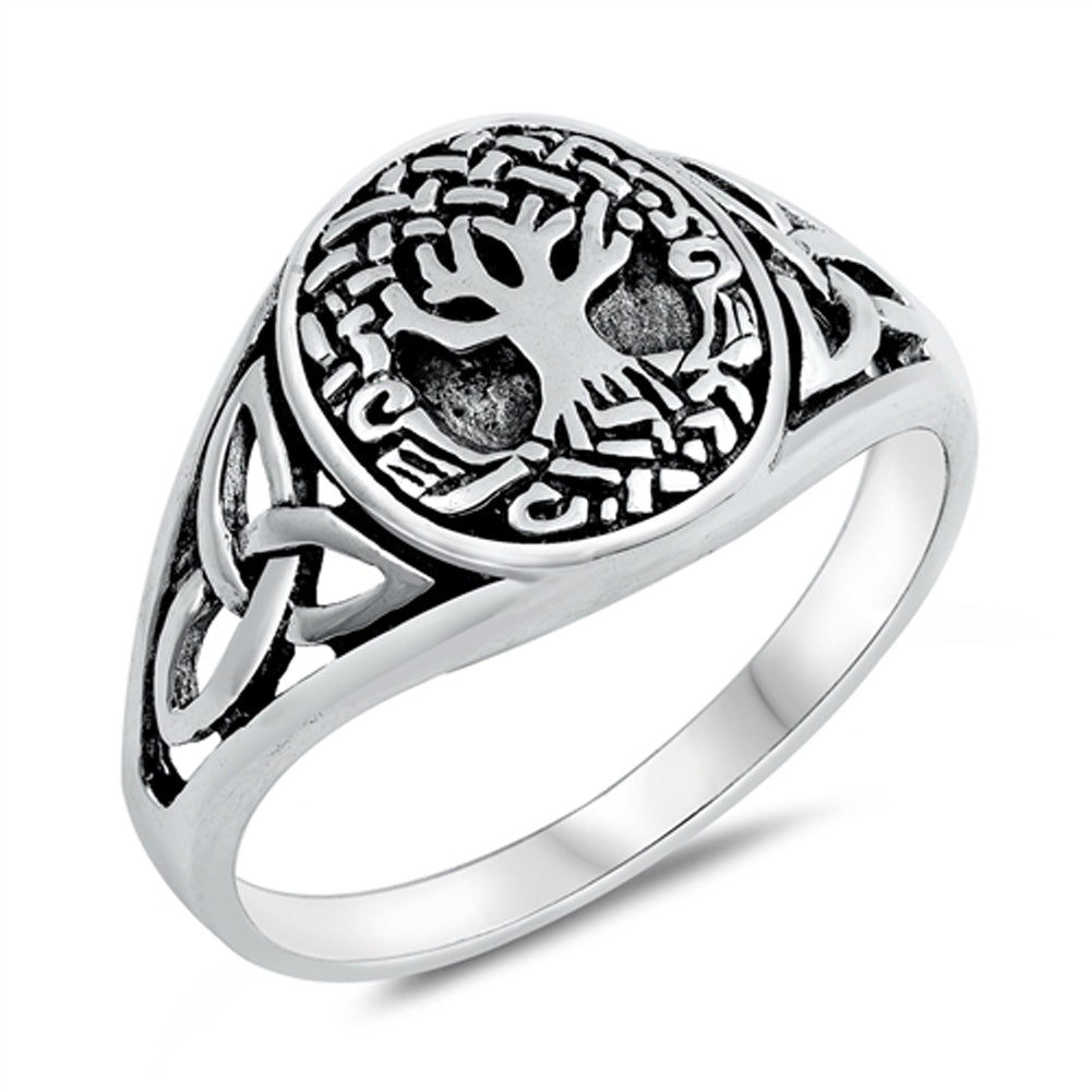 Oxidized Celtic Tree of Life Knot Ring New .925 Sterling Silver Band Sizes 5-10