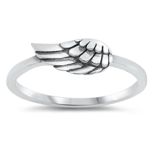 Oxidized Angel Wing Flying Speed Racing Ring 925 Sterling Silver Band Sizes 4-10