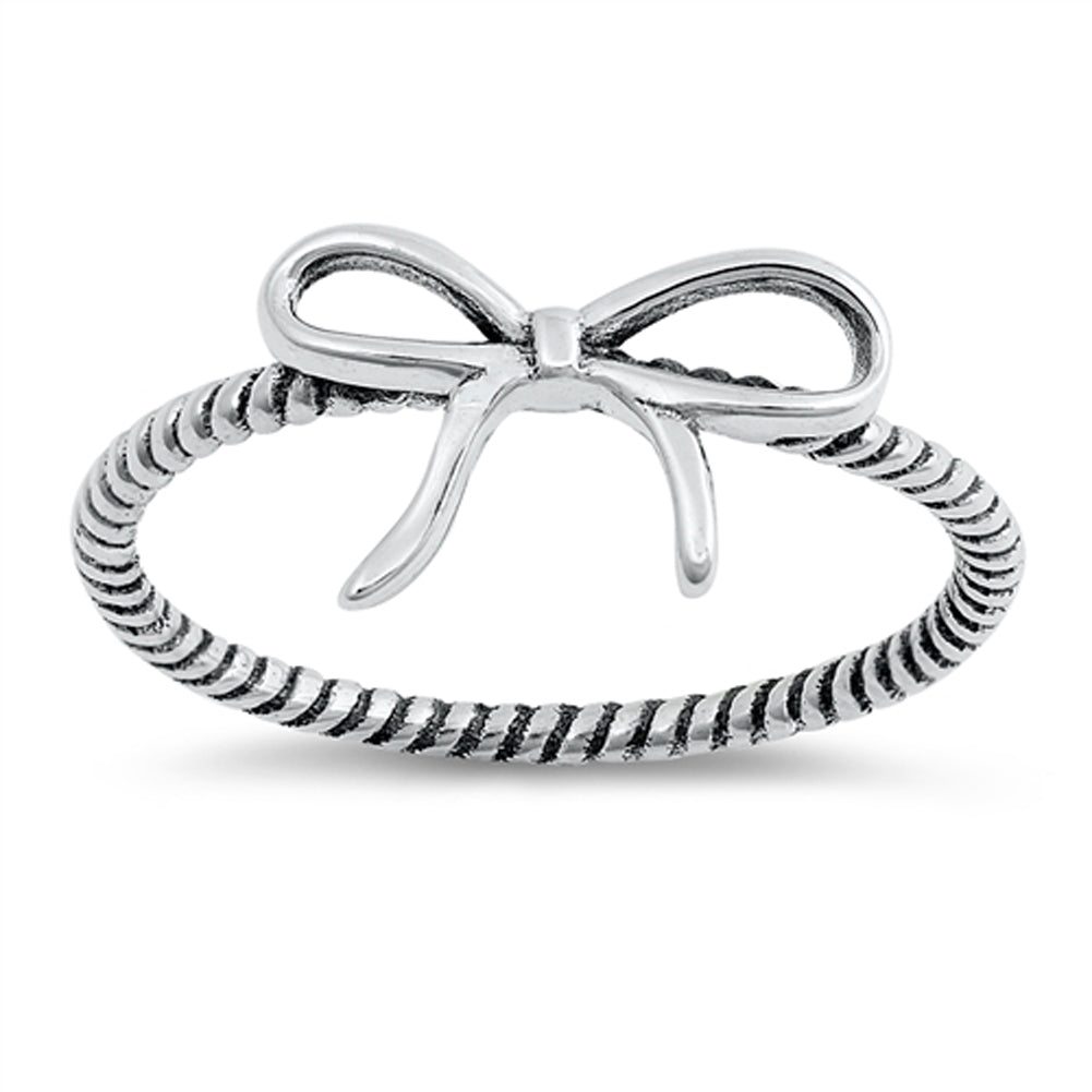 Ribbon Infinity Loop Knot Gift Ring .925 Sterling Silver Rope Band Sizes 4-10