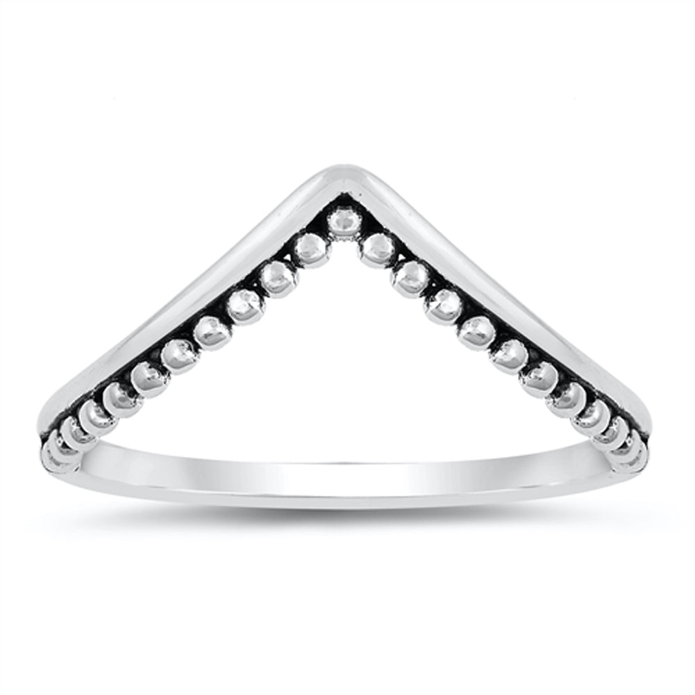 High Point Chevron Bali Bead Stacking Ring .925 Sterling Silver Band Sizes 3-12