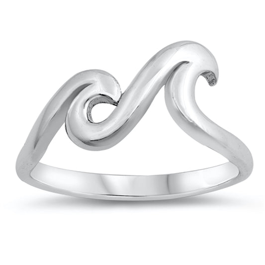 Double Ocean Wave Boho Two Surf Ring New .925 Sterling Silver Band Sizes 4-10