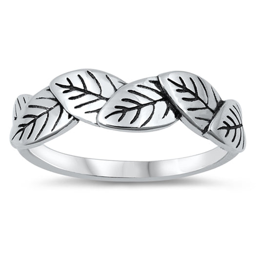 Overlapping Leaf Tree Nature Boho Ring New .925 Sterling Silver Band Sizes 4-10