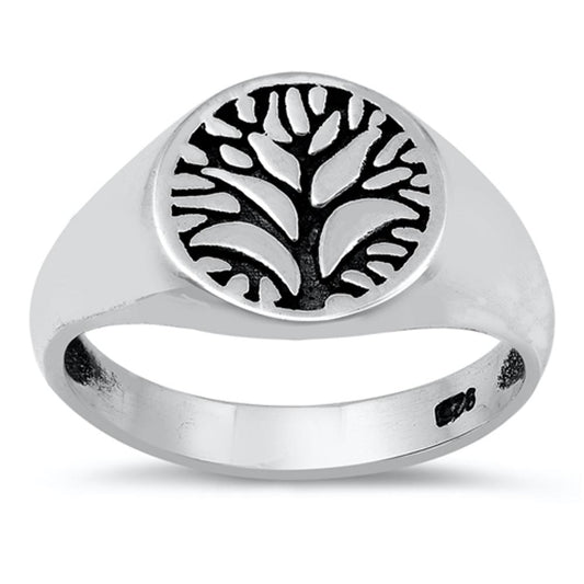 Oxidized Tree of Life Fountain Joy Ring New .925 Sterling Silver Band Sizes 4-10