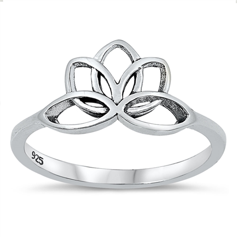 Beautiful Spiral Lotus Flower Ring New .925 Sterling Silver Band Sizes 4-10