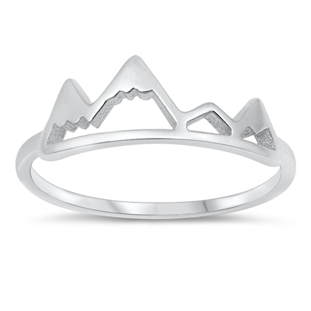 Travel Cutout Mountain Range Ring .925 Sterling Silver Sizes 4-13