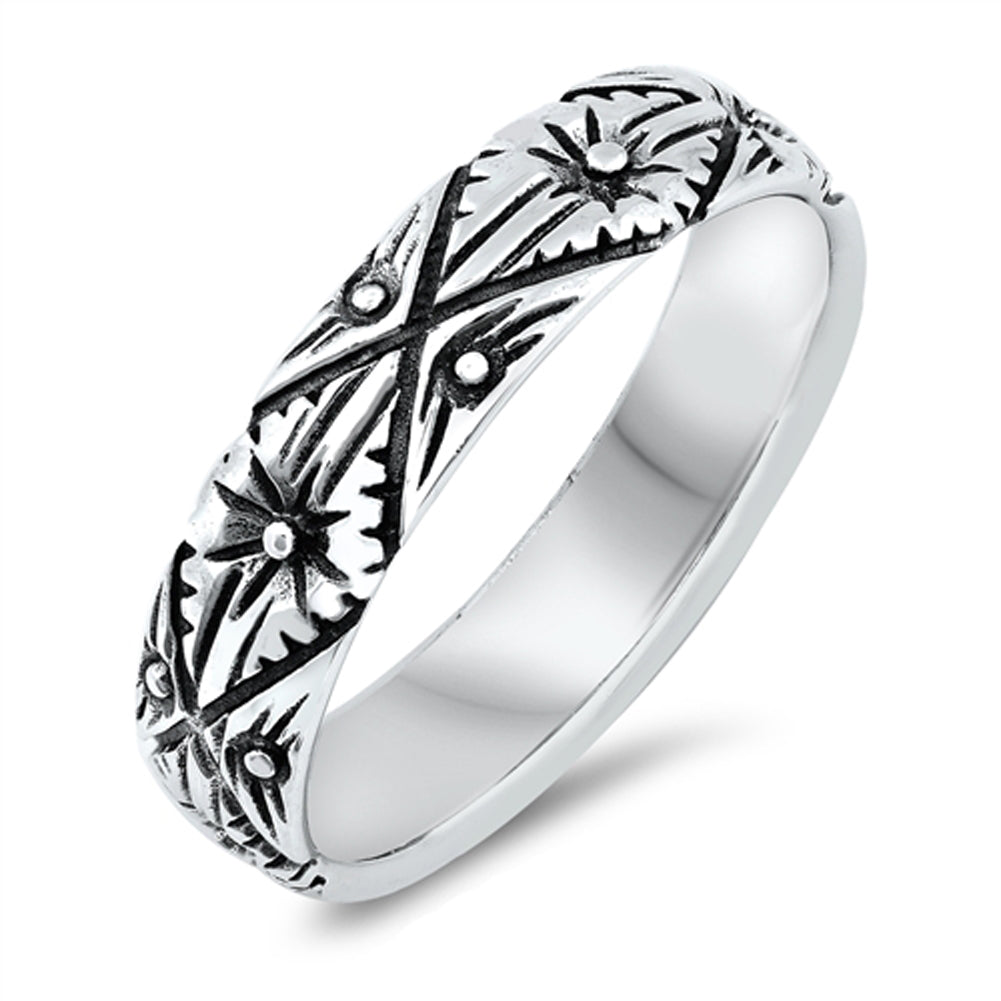 Classic Elegant Woodland Style Ring New .925 Sterling Silver Band Sizes 5-10