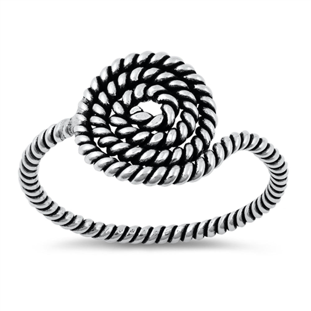 Classic Coiled Rope Ring New .925 Sterling Silver Band Sizes 4-10