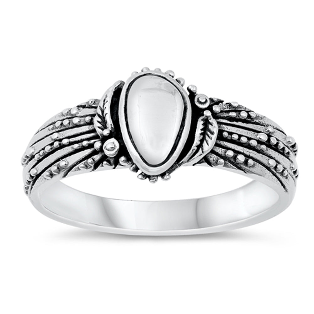 Ornate Art Deco Feather Vintage Style Ring New .925 Sterling Silver Band Sizes 4-10