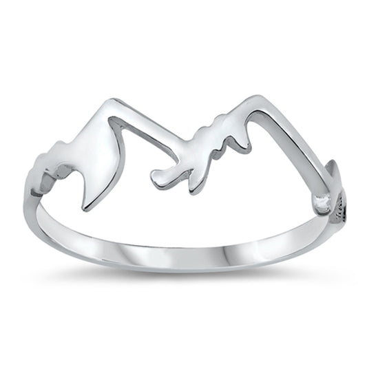 Cutout Wanderlust Mountain Range Sterling Silver Band Sizes 4-10