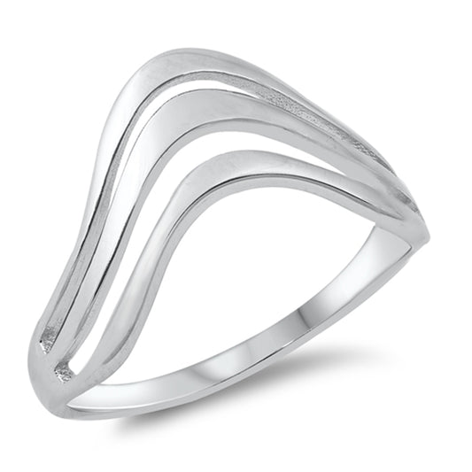 Modern Triple Wave Minimalist Sterling Silver Ring Sizes 5-10