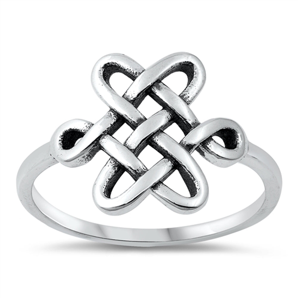 Unique Interlocking Celtic Cross Ring New .925 Sterling Silver Band Sizes 4-10