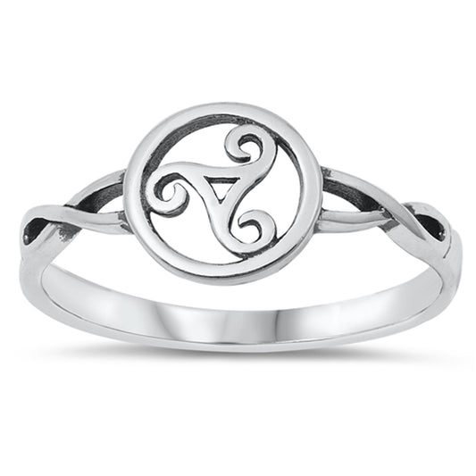 Celtic Triskele Trinity Ring New .925 Sterling Silver Band Sizes 4-10