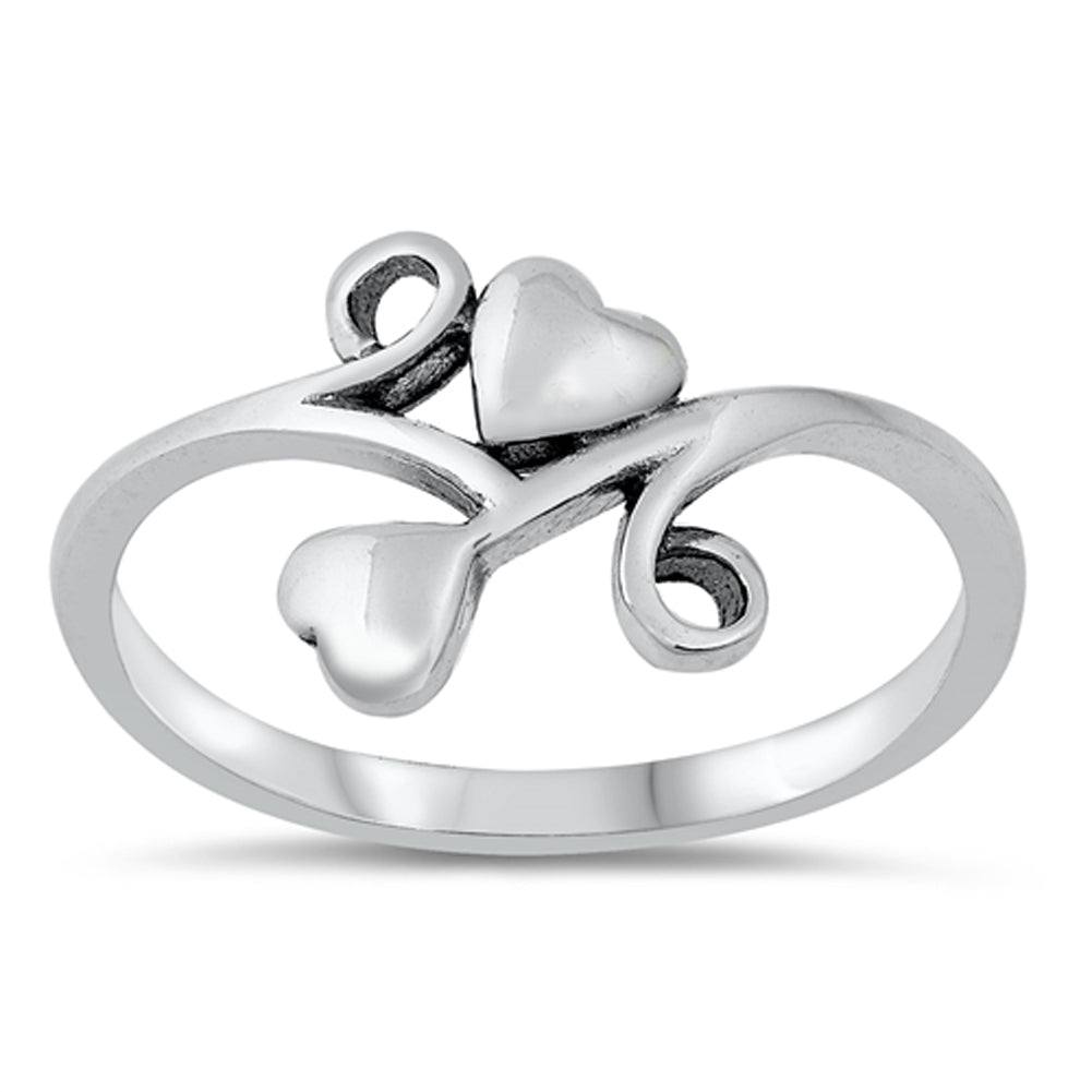 Polished Filigree Swirl Love Heart Ring .925 Sterling Silver Band Sizes 4-10