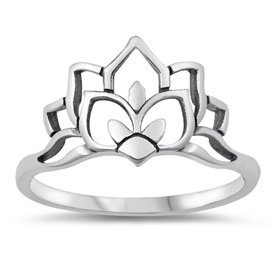 Elegant Open Lotus Flower Ring New .925 Sterling Silver Band Sizes 4-10