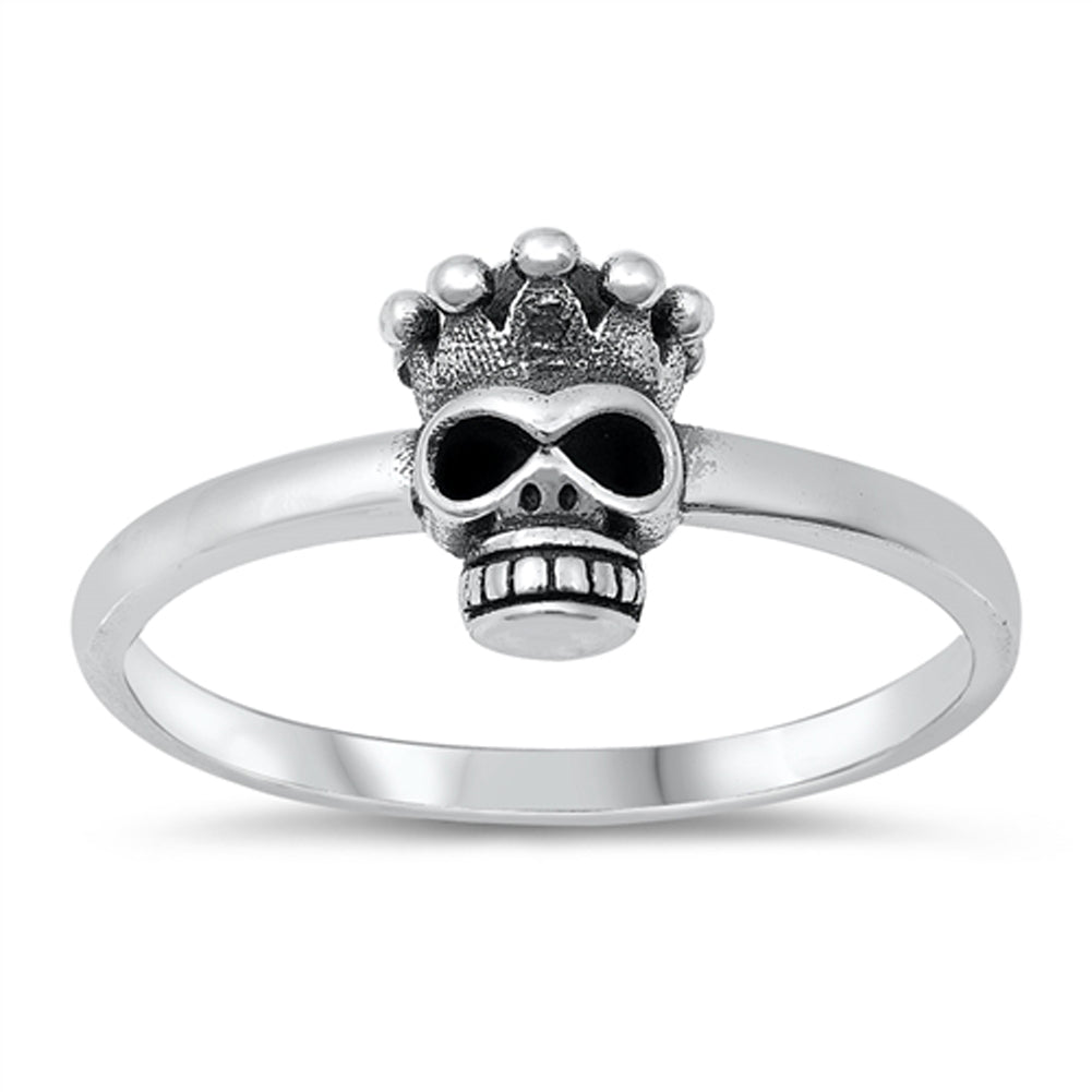 Funky King Skull Ring New .925 Sterling Silver Band Sizes 4-10