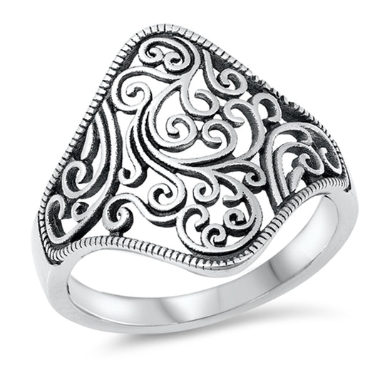 Unique Filigree Swirl Bali Style Ring New .925 Sterling Silver Band Sizes 5-10