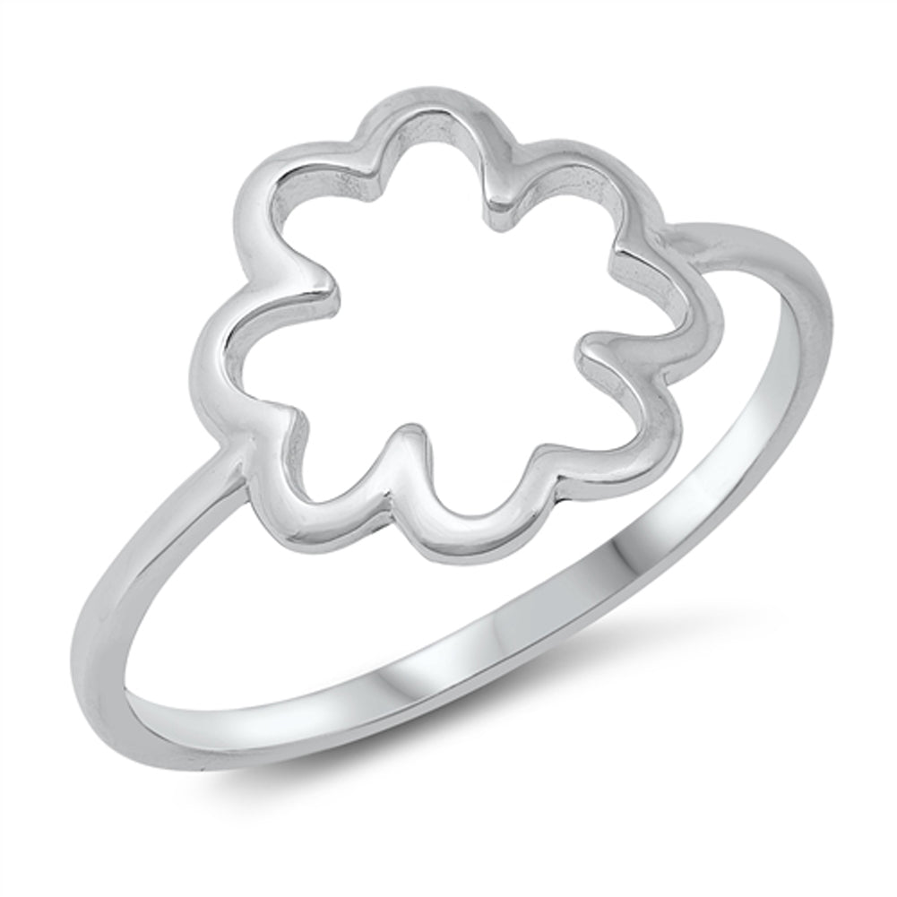 Open Clover Modern High Polish Ring New .925 Sterling Silver Band Sizes 4-10