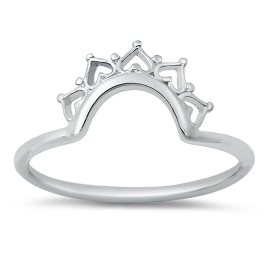 Cute Heart Henna Crown Ring New .925 Sterling Silver Band Sizes 4-12