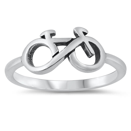 Simple Modern Bicycle Ring New .925 Sterling Silver Band Sizes 4-10