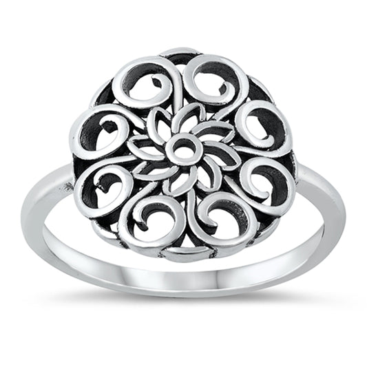 Large Mandala Spiritual Fashion Ring New .925 Sterling Silver Band Sizes 5-12