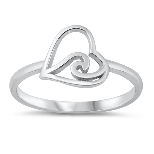 Love Wave Ocean Classic Polished Ring New .925 Sterling Silver Band Sizes 4-10