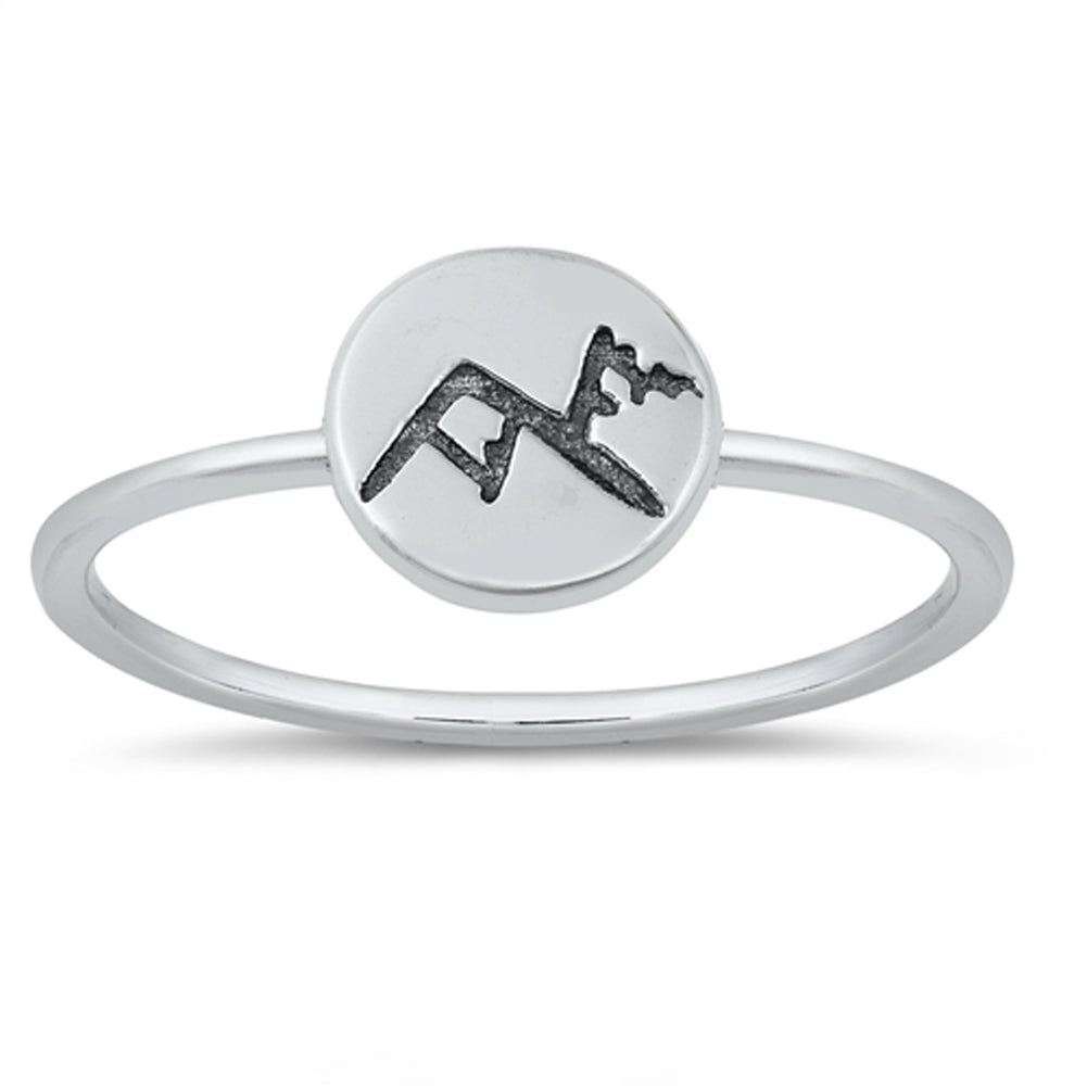 Stamped Mountain Range Nature Travel Ring .925 Sterling Silver Band Sizes 4-10