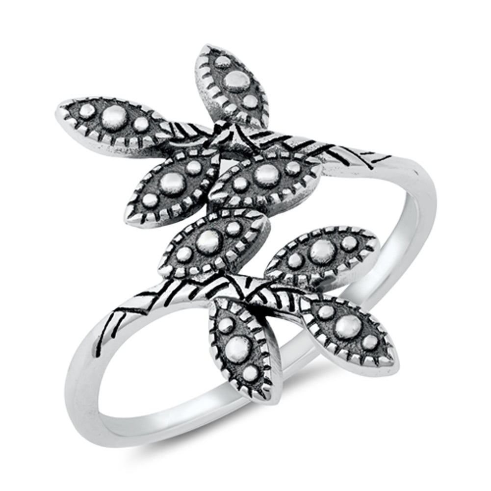 Oxidized Bali Leaves Handmade Ring New .925 Sterling Silver Band Sizes 4-10