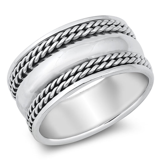 Simple Rope Twist New .925 Sterling Silver Band Sizes 6-12