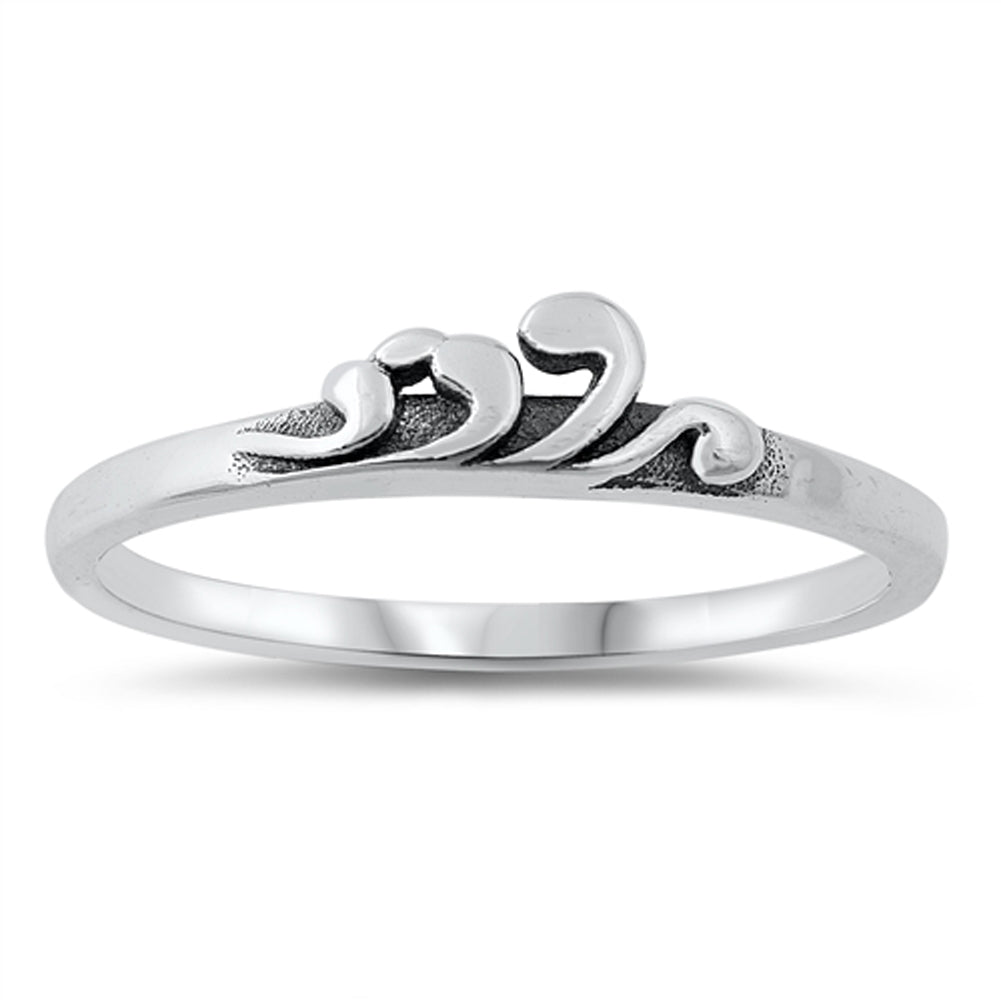 Simple Unique Wave Fashion Ring New .925 Solid Sterling Silver Band Sizes 4-10