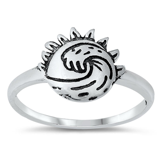 Etched Ocean Wave Sun Nature Beach Ring New .925 Sterling Silver Band Sizes 4-10