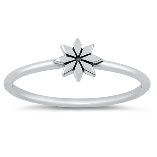 Nordic Scandinavian Style Star Flower Ring .925 Sterling Silver Band Sizes 4-10