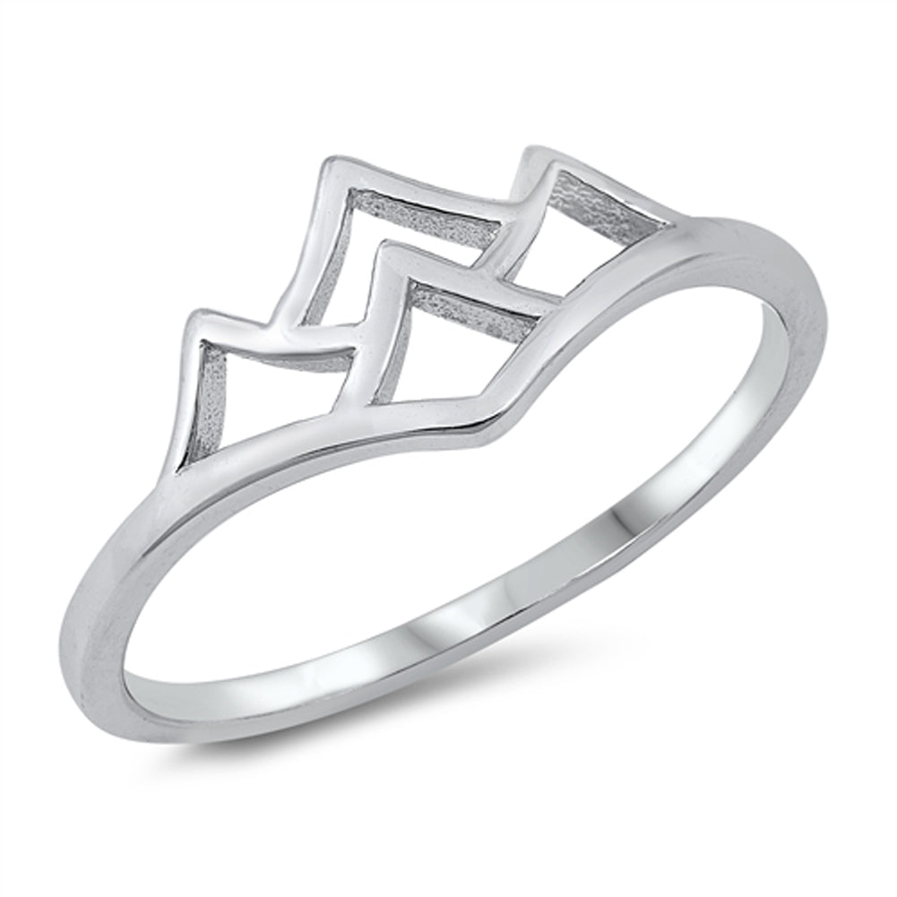 Simple Mountain Peaks Cute Ring New .925 Solid Sterling Silver Band Sizes 4-10