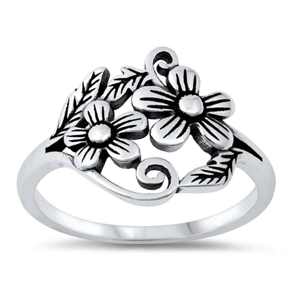 Oxidized Daisy Flower Wholesale Ring New .925 Sterling Silver Band Sizes 4-10