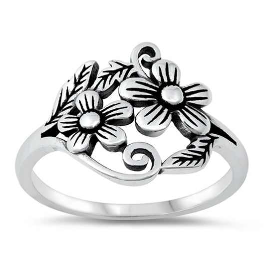 Oxidized Daisy Flower Wholesale Ring New .925 Sterling Silver Band Sizes 4-10