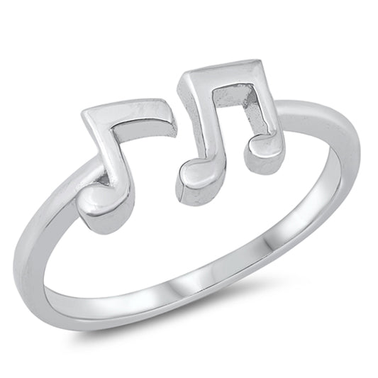 Polished Simple Music Note Open Ring New .925 Sterling Silver Band Sizes 4-10