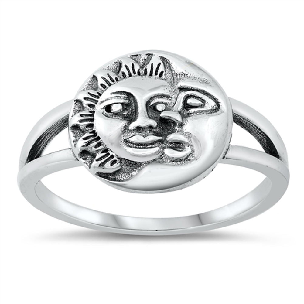 Mystic Moon Sun Face Ring New .925 Sterling Silver Band Sizes 5-10