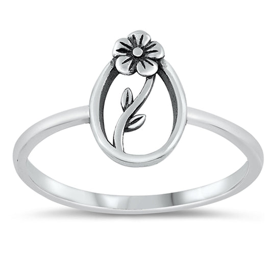 Cute Flower Bud Vase Plant Ring New .925 Sterling Silver Band Sizes 4-10