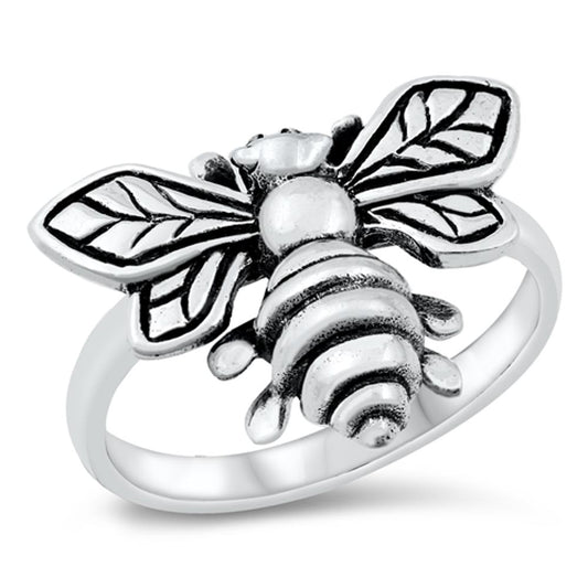 Cute Bumble Bee Bug Fertilization Ring New .925 Sterling Silver Band Sizes 5-10