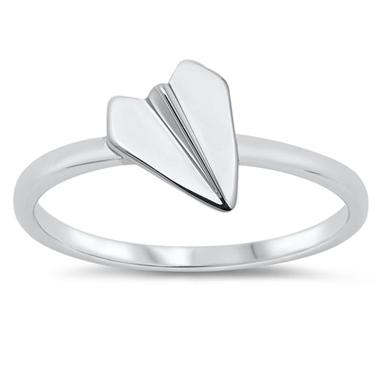 Cute Paper Airplane Student Origami Ring .925 Sterling Silver Band Sizes 4-10