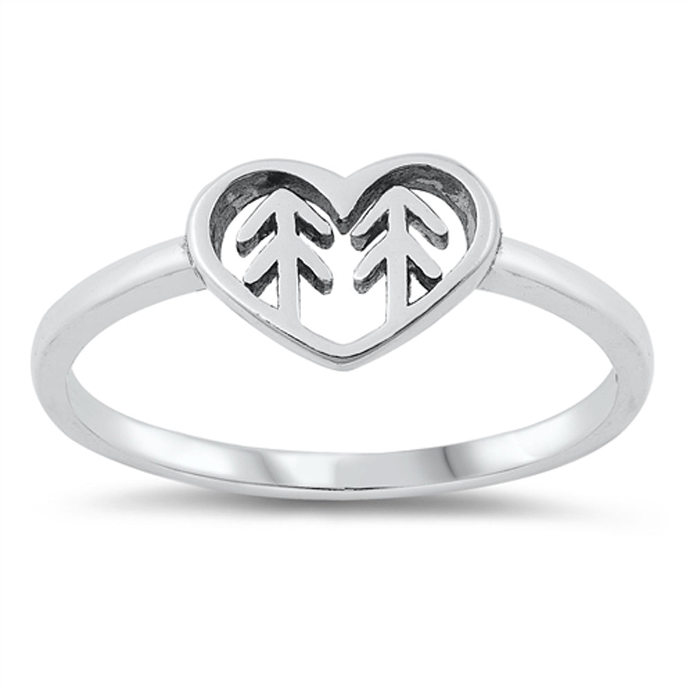 Nature Love Tree Heart Ring New .925 Sterling Silver Band Sizes 4-10