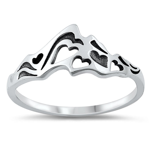 Unique Boho Heart Mountain Range Ring New .925 Sterling Silver Band Sizes 4-10