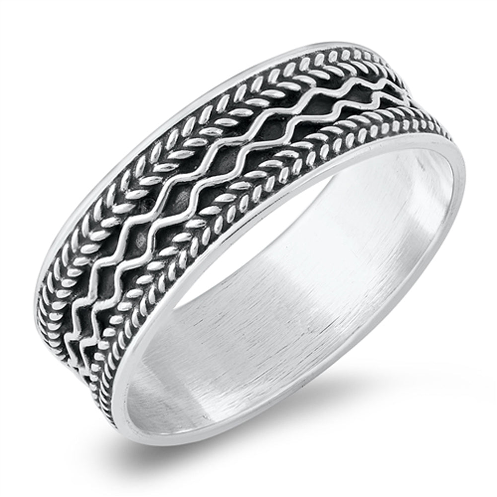 Intricate Wavy Braid Ring New .925 Sterling Silver Band Sizes 5-10