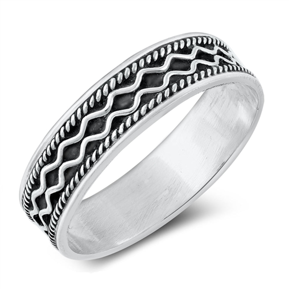 Boho Wavy Rope Fashion Ring New .925 Sterling Silver Band Sizes 5-10